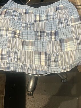 Appleseed's Patchwork Plaid Mini Skirt/skort in Light Blue and Navy sz 12p